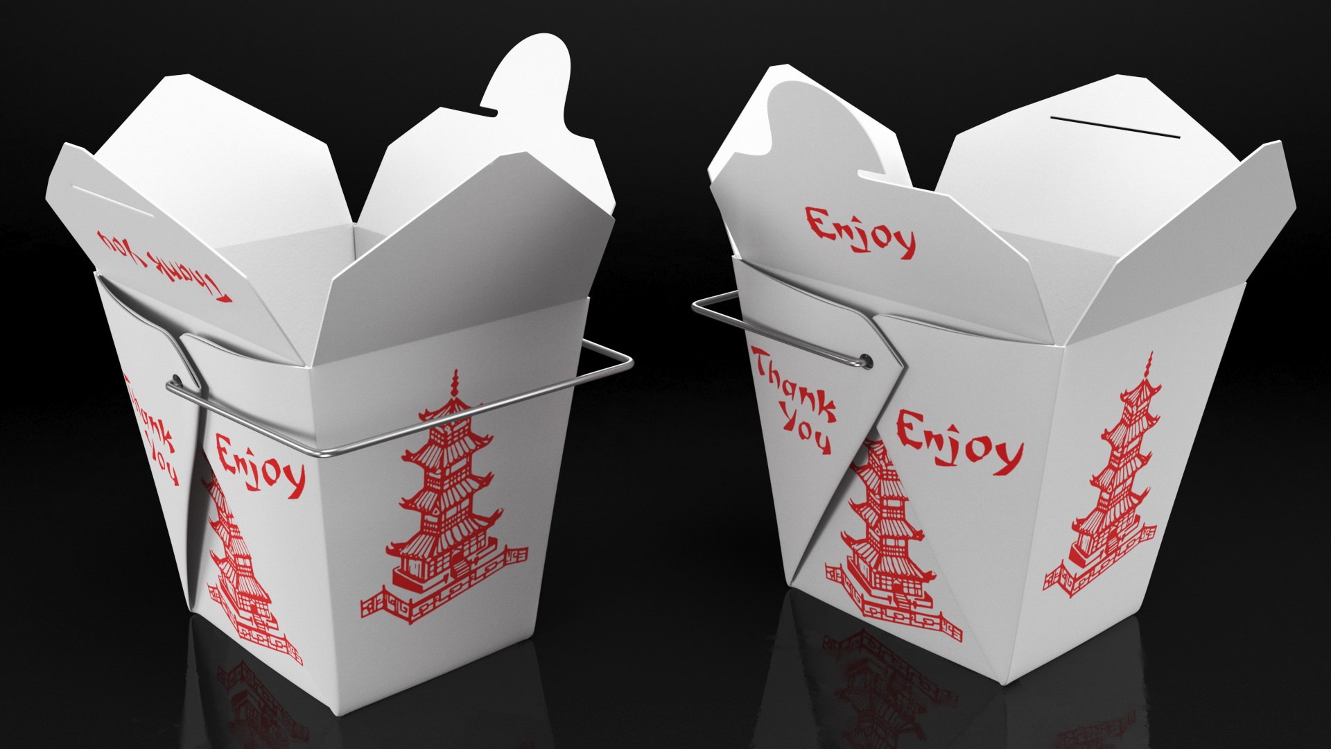 Chinese Restaurant Opened Takeout Box 16 Oz 3D Model - TurboSquid 1769385