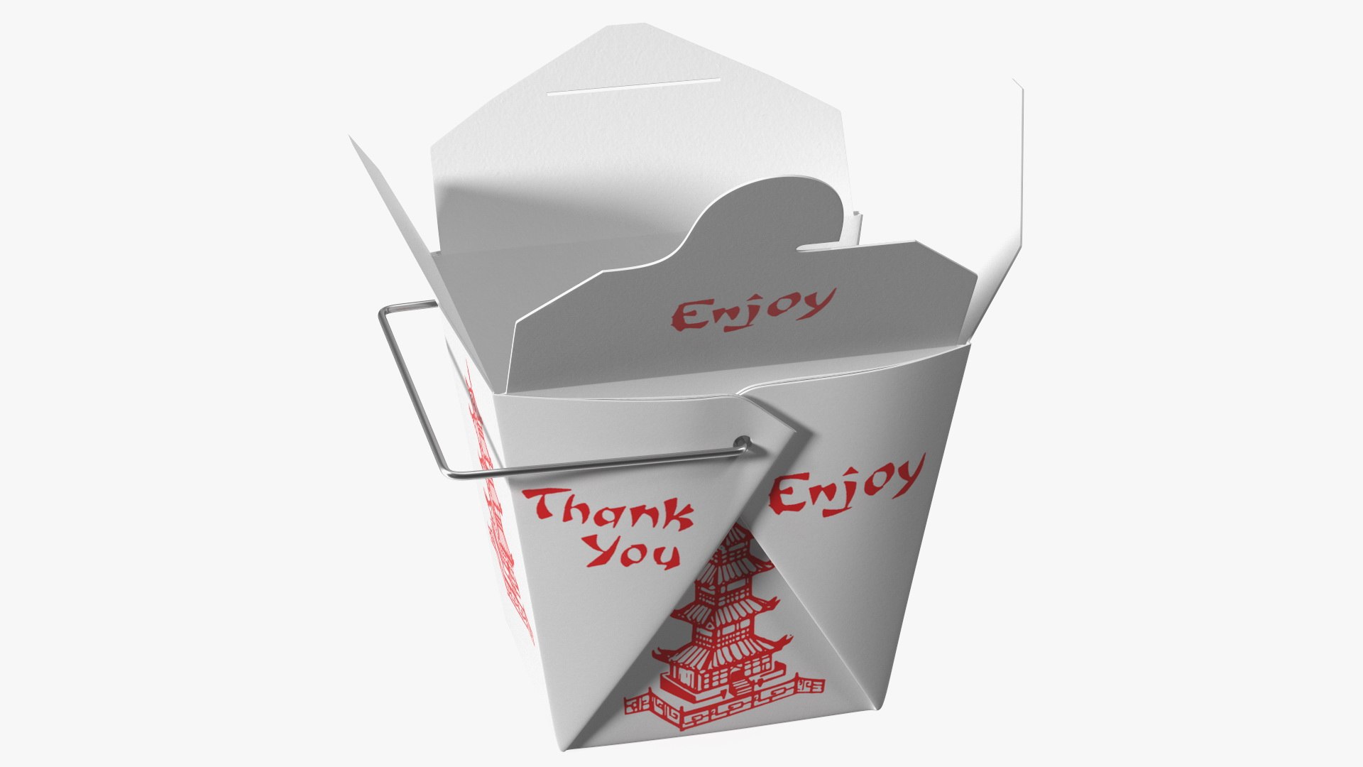 Chinese Restaurant Opened Takeout Box 16 Oz 3D model preview