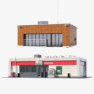 3D Small Shop Buildings Collection model