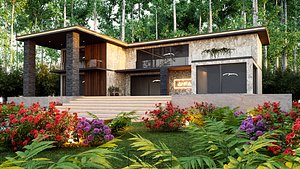 Blender Villa Scene 3D