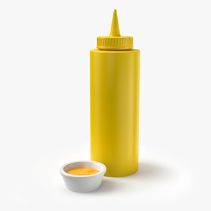 Mustard Bottle And Plate 3D Model