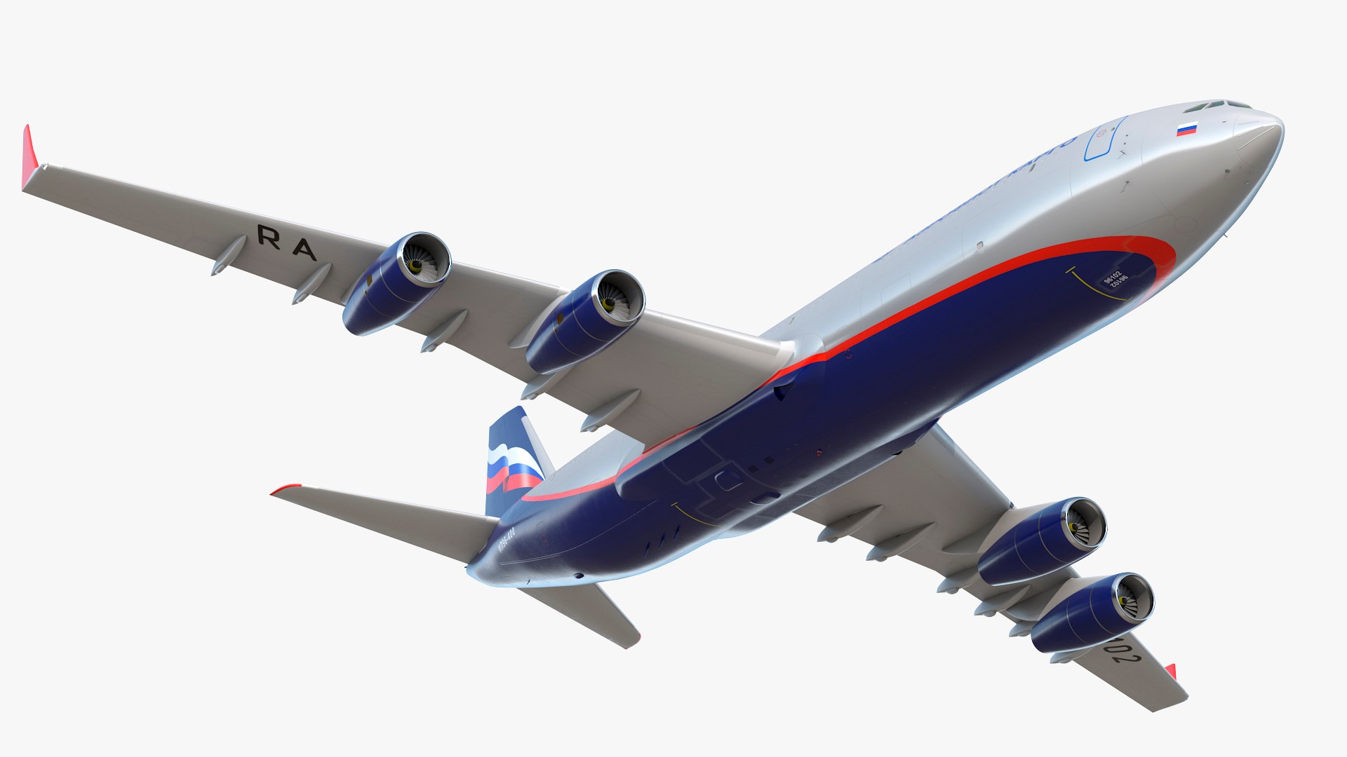 Aeroflot Cargo IL-96-400 Rigged 3D model preview