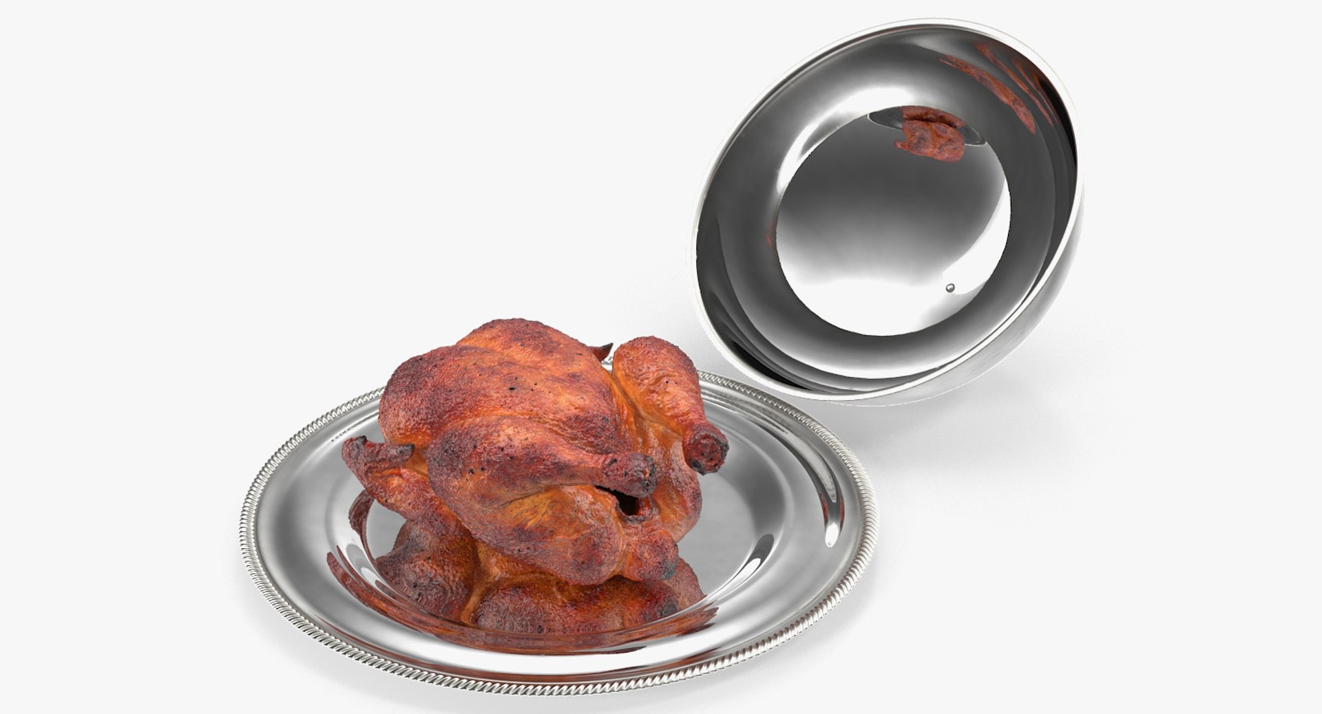 Cloche Cook with Roasted Turkey 3D model preview