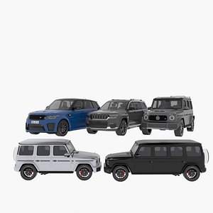 5 lowpoly cars collection 3D model
