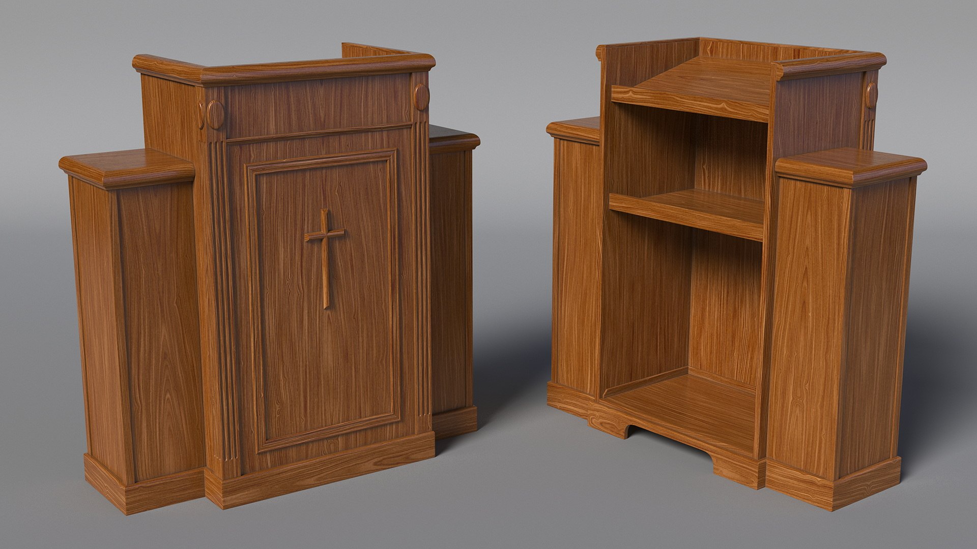 Pulpit Dark Oak With Cross 3D Model - TurboSquid 2201921