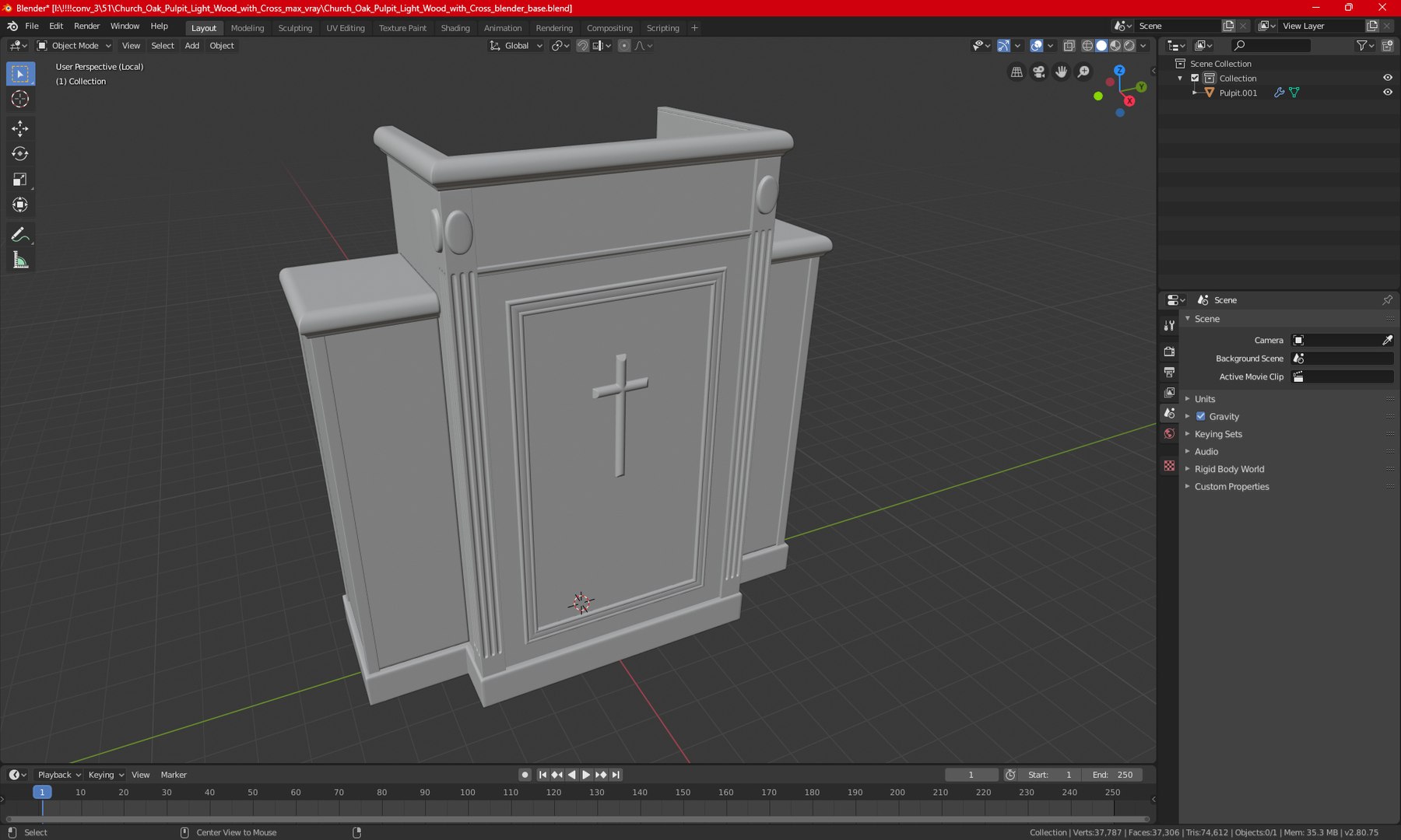 Pulpit Dark Oak With Cross 3D Model - TurboSquid 2201921