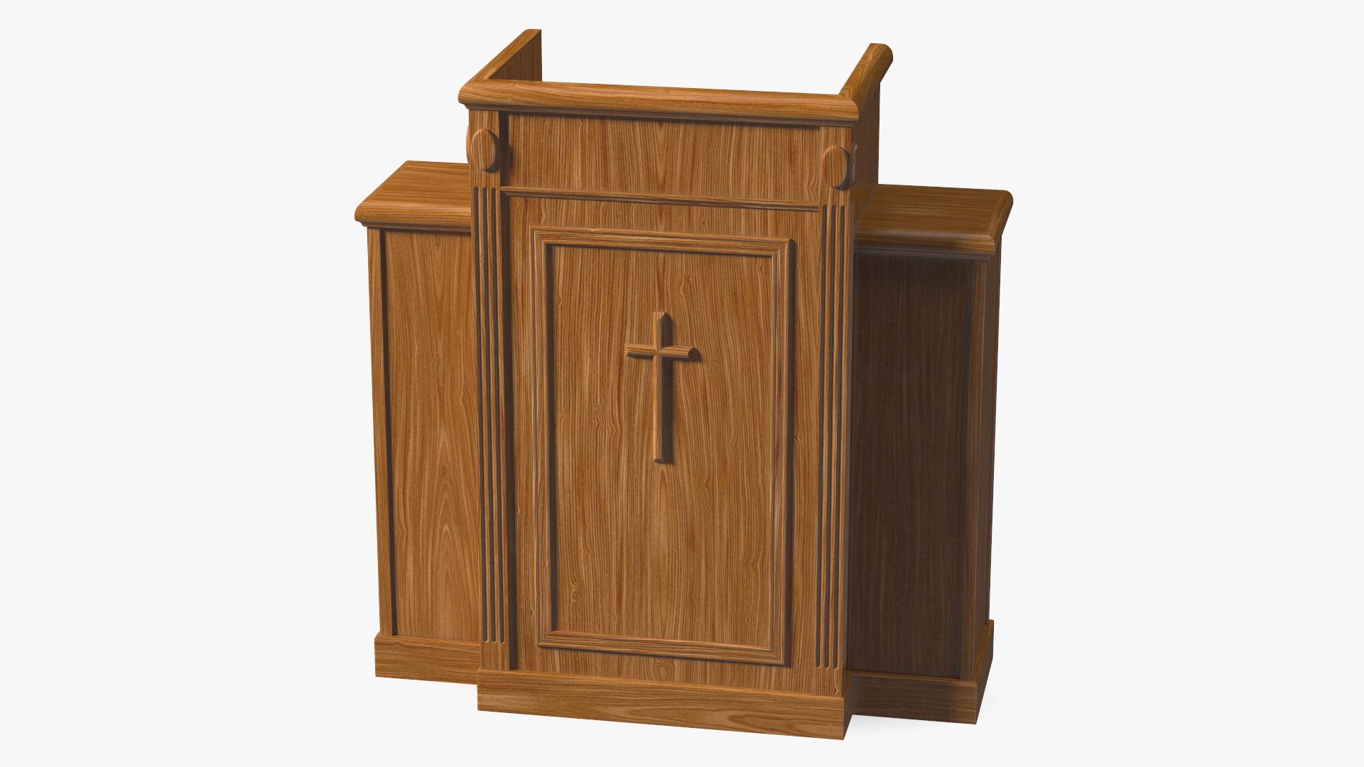 Pulpit Dark Oak with Cross 3D model preview