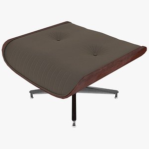 Eames Ottoman Taupe Fabric Mahogany Details