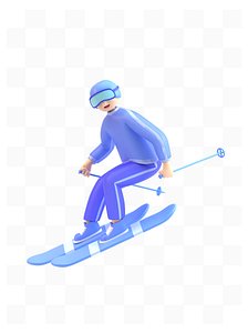 3D model Ski sports Character Set Cartoon