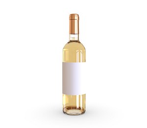 3D White wine bottle