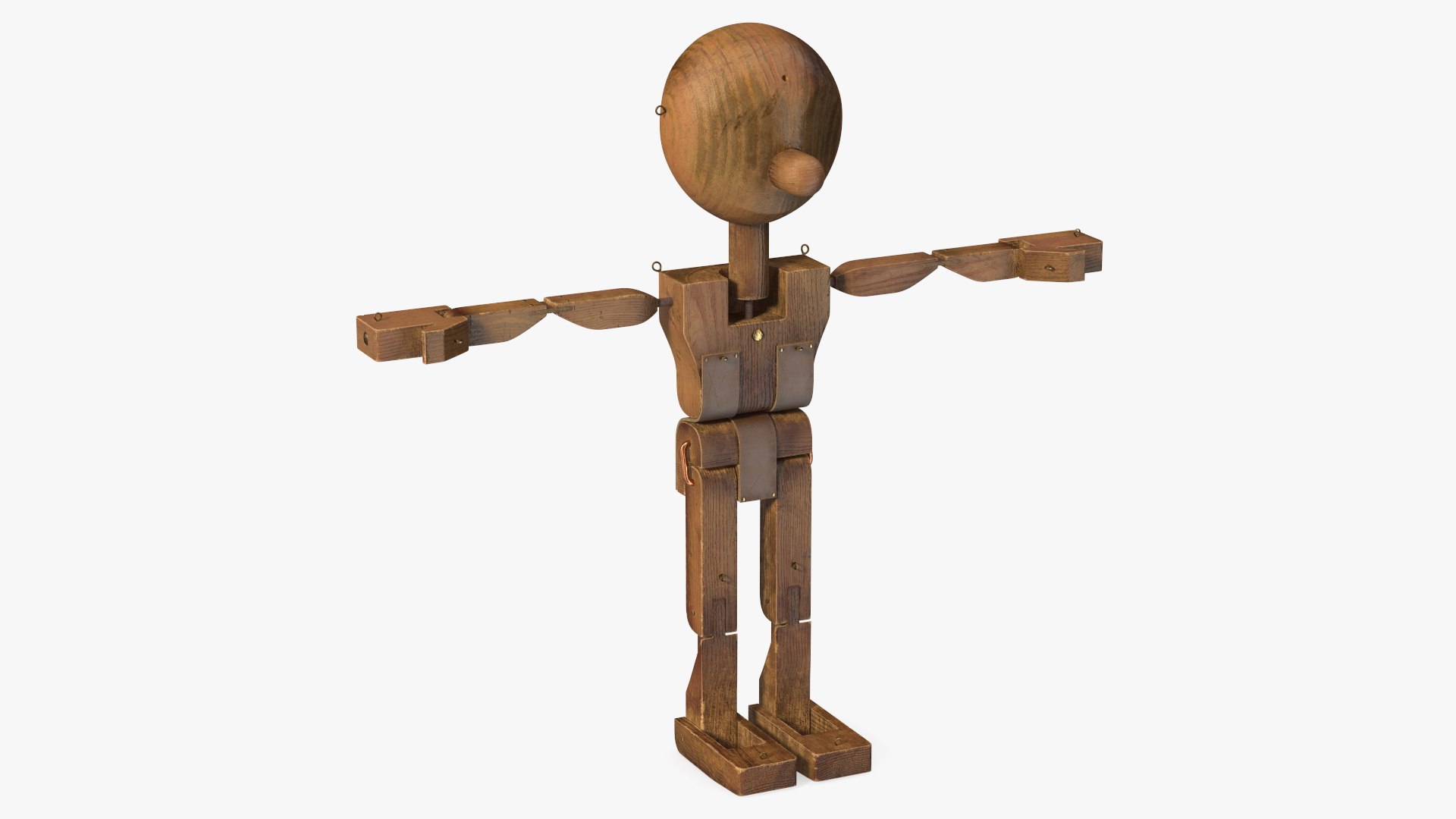 Dirty Wooden Character Rigged 3D model preview