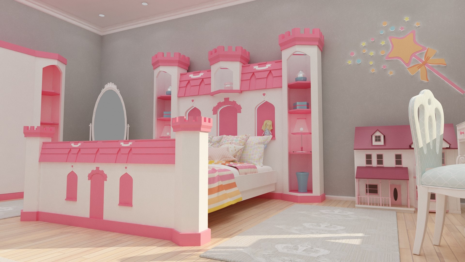 Girls Bedroom Design 3D Model - TurboSquid 1412463