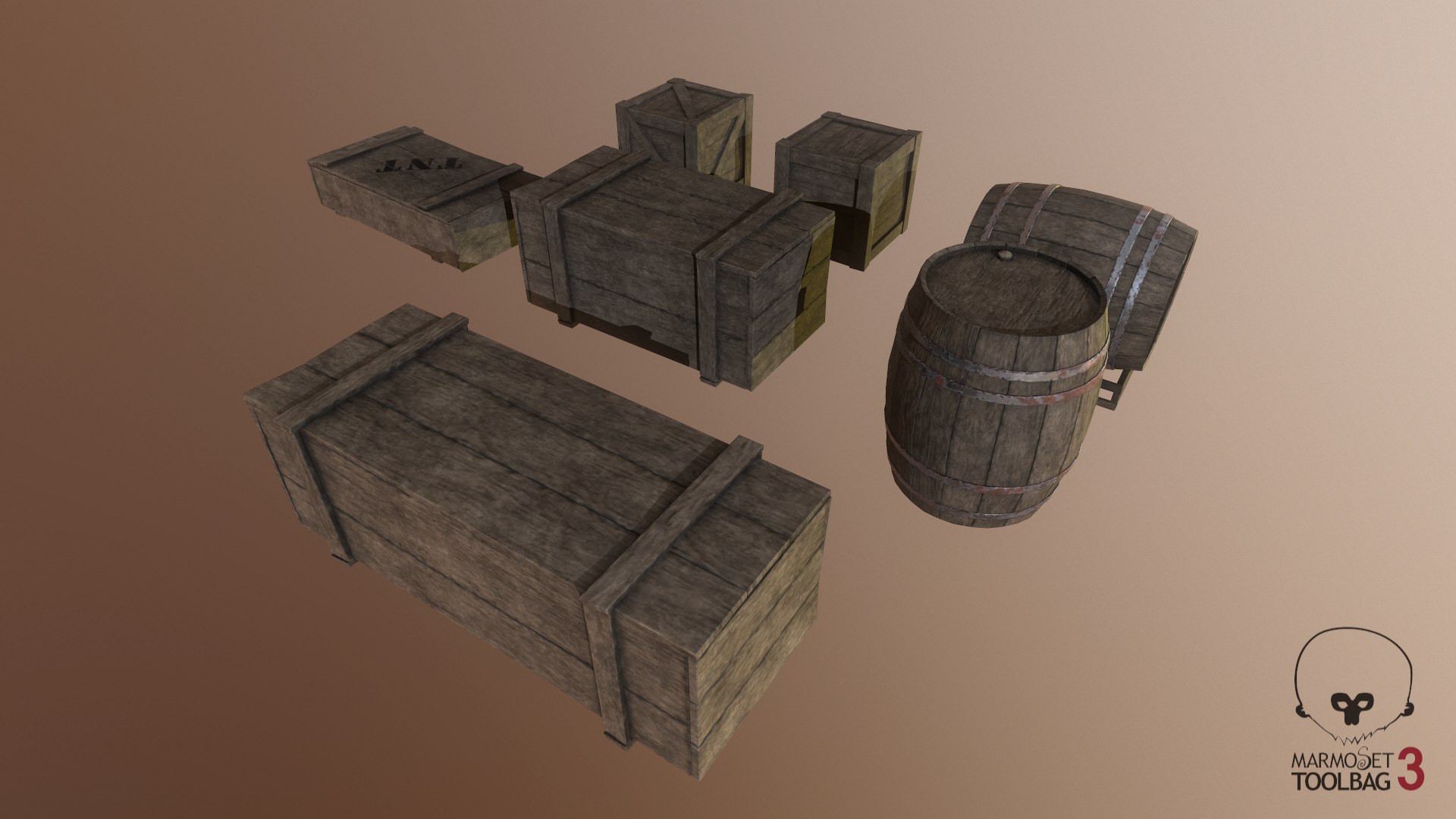 Western boxes barrels 3D - TurboSquid 1371103