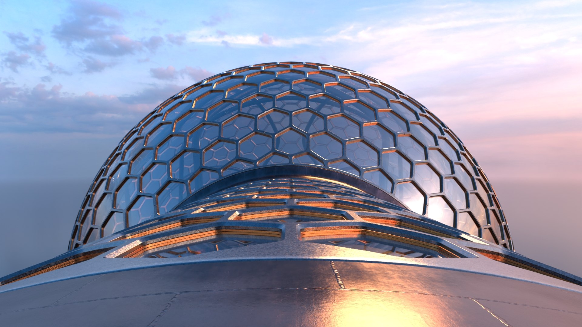 3D Model Sci-Fi Hallway Connected Big Small Glass Dome - TurboSquid 2273333