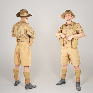 3D australian infantryman character pose