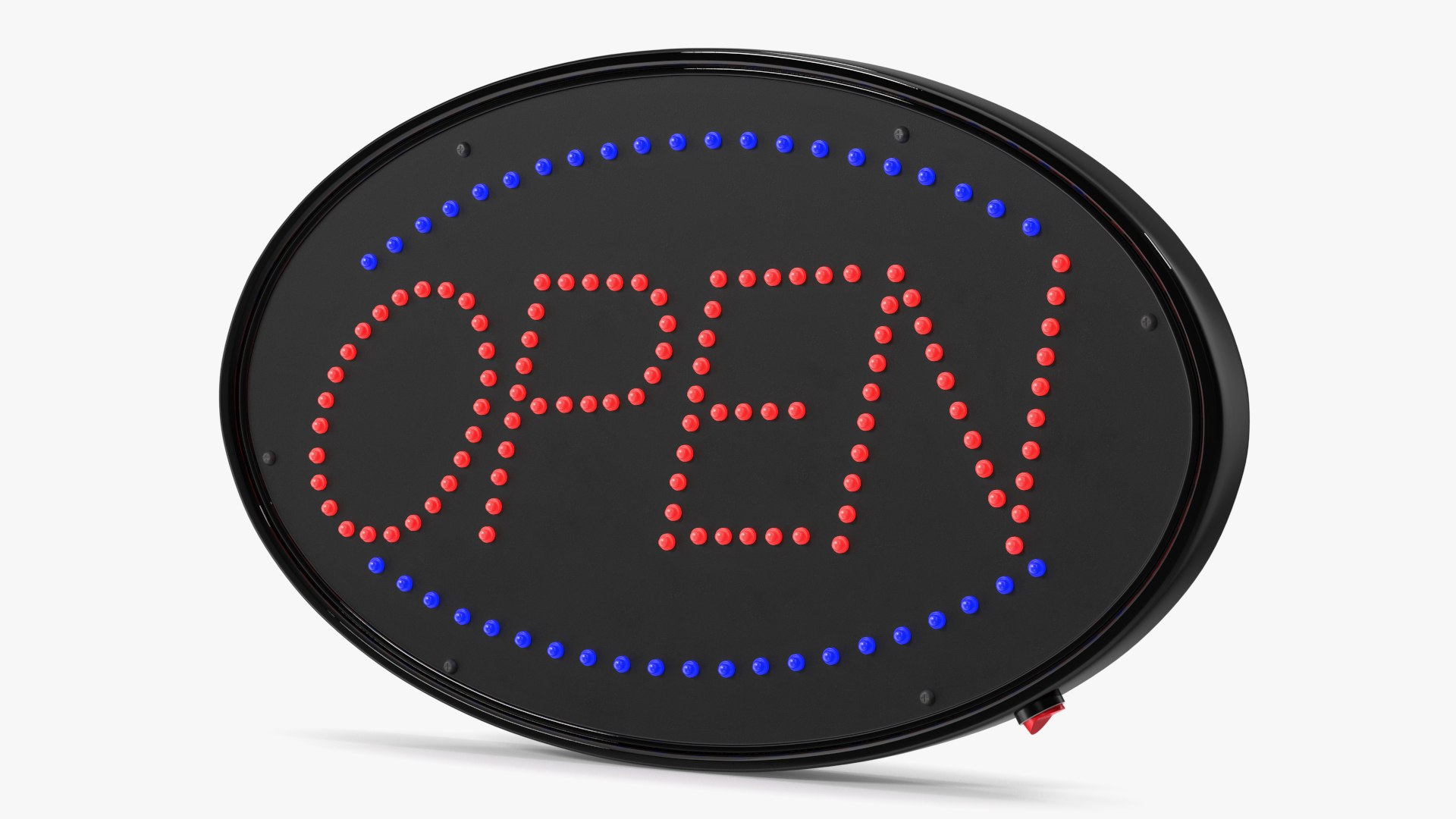 Oval LED Light Business Sign Open ON 3D model preview