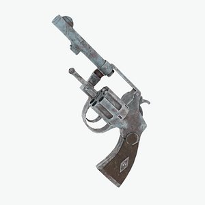Old Used Rusty Revolver 3D