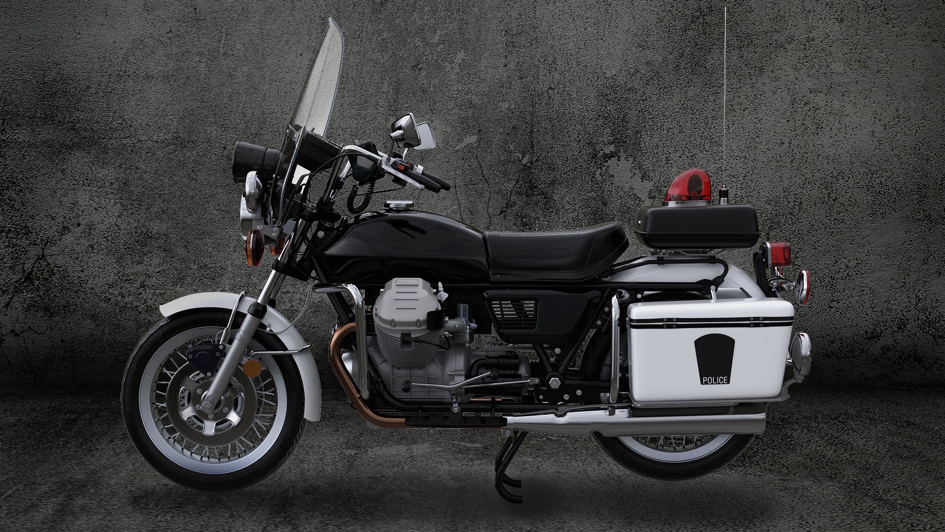 Classic Police Bike Rigged 3D model preview