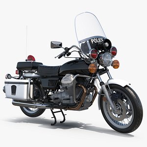 classic police bike rigged 3D model