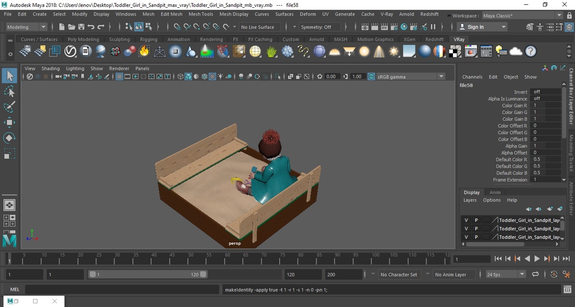 Toddler Girl In Sandpit Model - TurboSquid 2296410