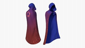 Medieval Cloak A17 Red Blue - Fantasy Character Design 3D model