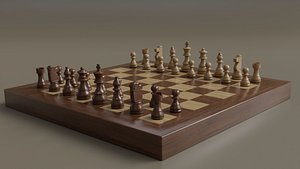 Wood Chess Board High Quality Low Poly