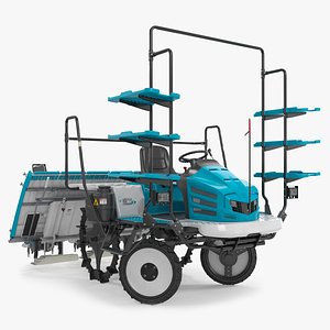 3D model Kubota SPV-6AD Rice Transplanter Rigged for Cinema 4D
