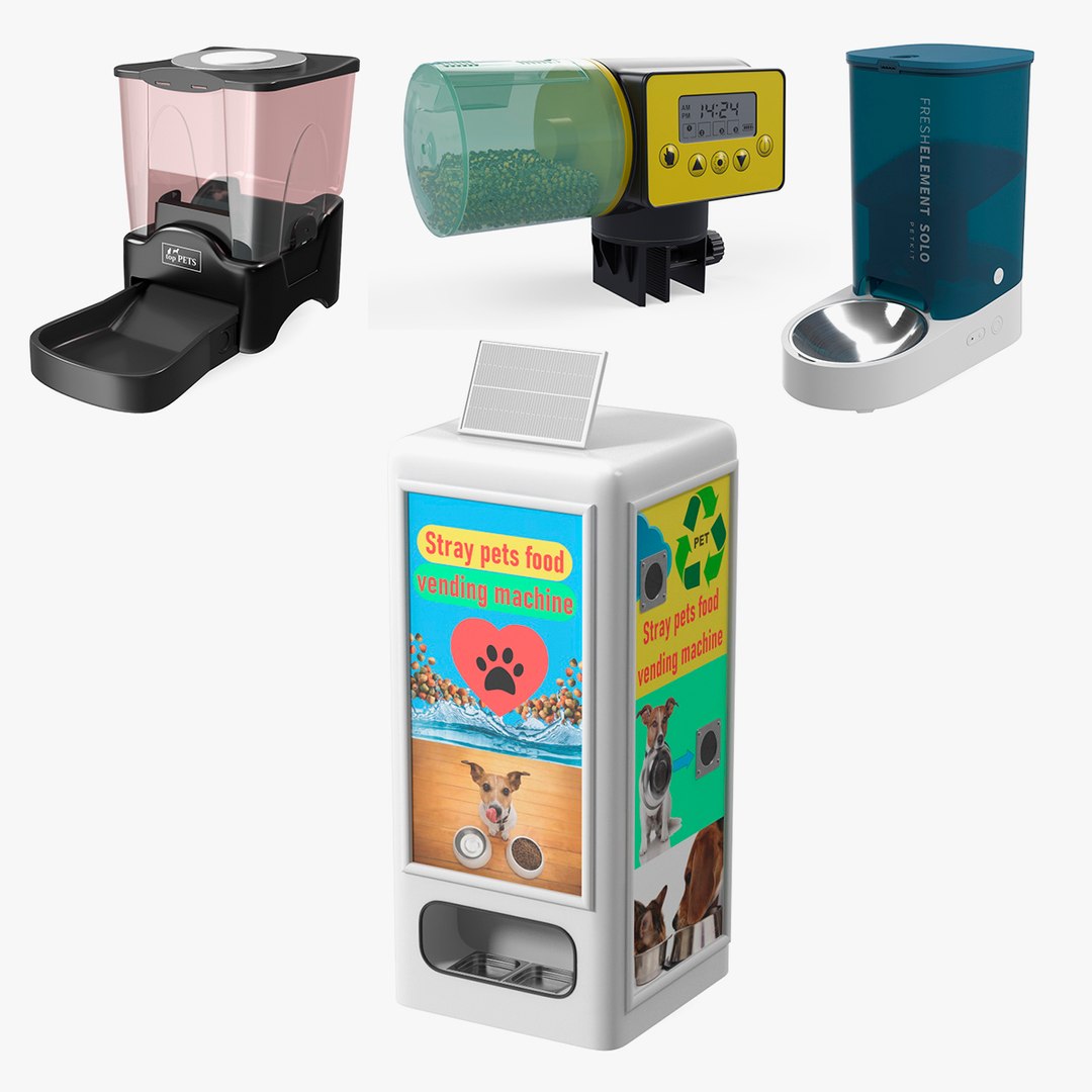 Automatic Pet Feeder Food Dispensers Collection 2 3D model preview