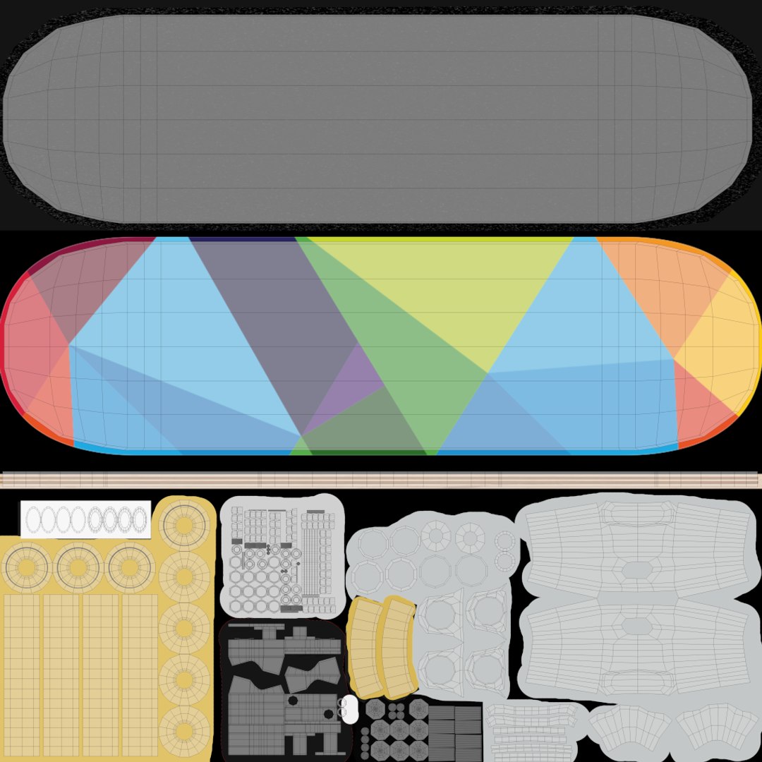 Skateboard 3D model https://p.turbosquid.com/ts-thumb/8C/epLDoj/i7/skateboard_uvlayout/png/1654373539/1920x1080/fit_q87/e105945a1a36073e69a92f3486049eba6cbdd4ec/skateboard_uvlayout.jpg