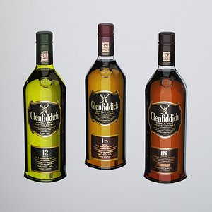 3D bottles whisky
