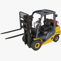 Forklift Truck 02 Yellow Rigged All PBR Unity UE Textures
