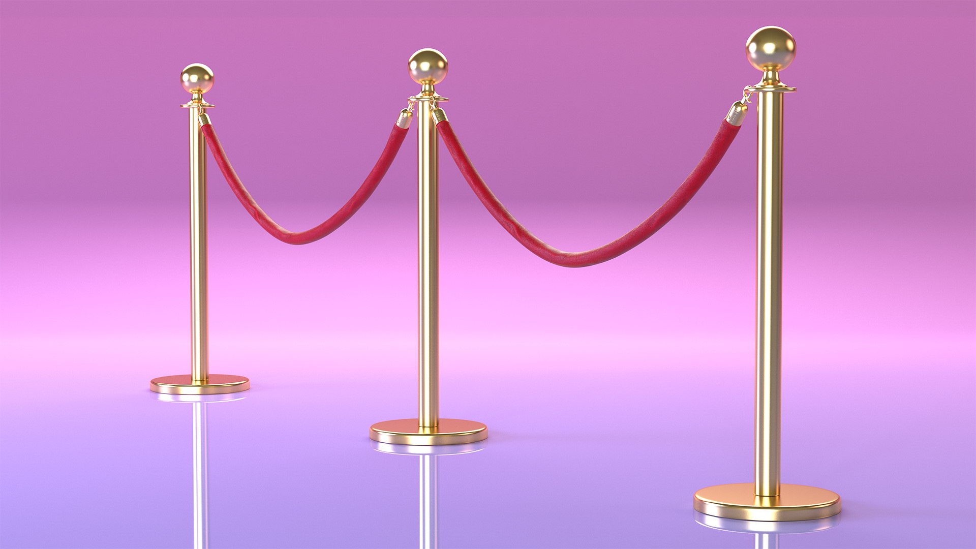 Red Carpet Fence 3D model preview