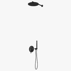 Shower System with Rainfall Head and Handheld Combo Black