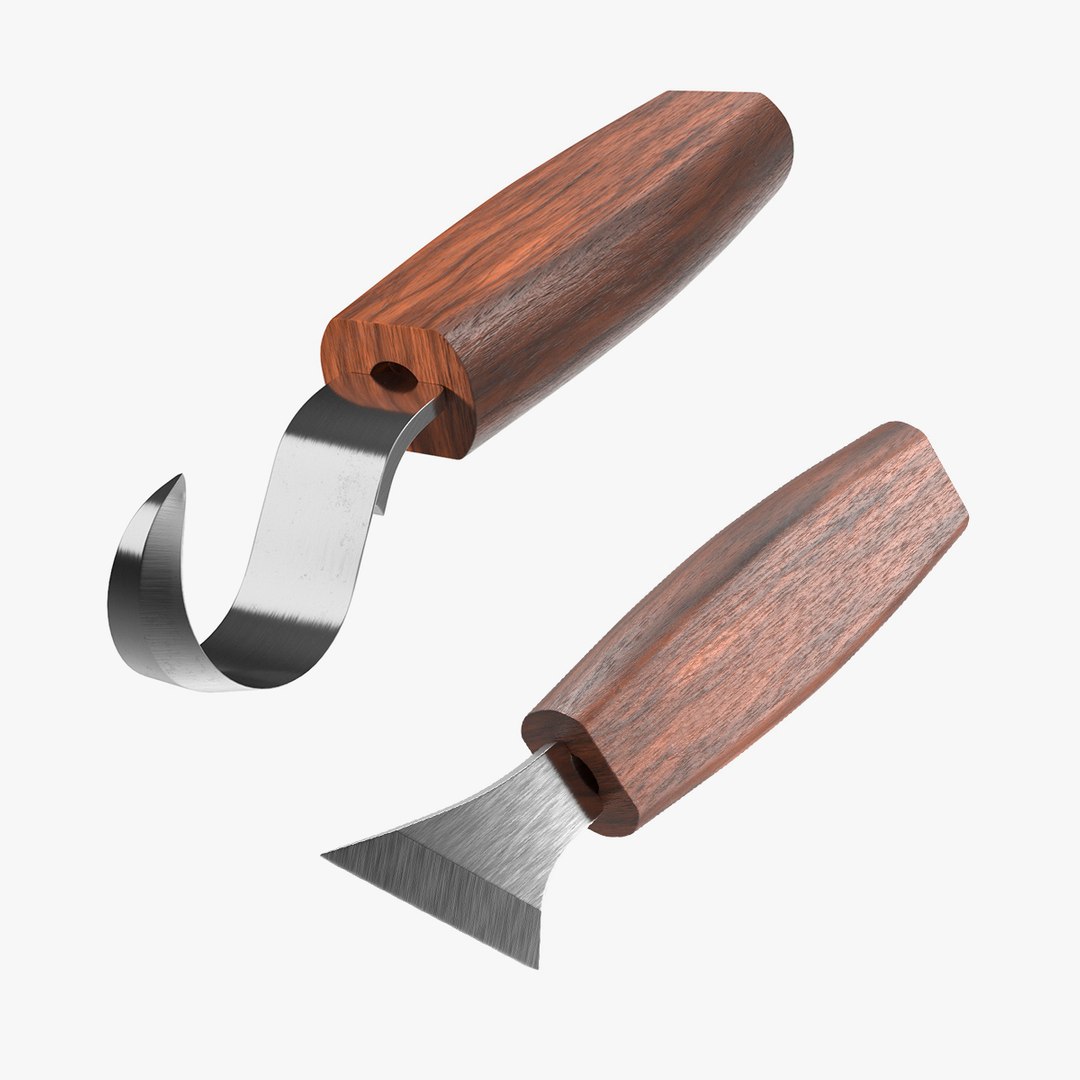 Wood Carving Knives Collection 3D model preview