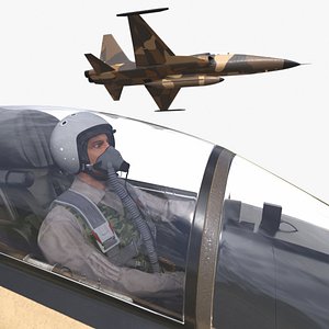 Combat Fighter with Pilot in Flight 3D model