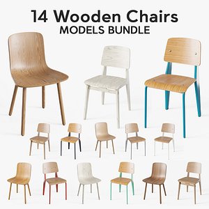 14 Wooden chairs - PBR High Quality Models Bundle
