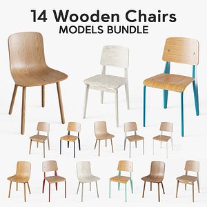 14 Wooden chairs - PBR High Quality Models Bundle