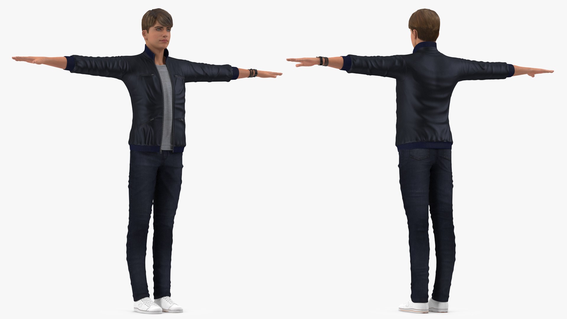 Teenage Boy Street Clothes Rigged for Maya 3D model preview
