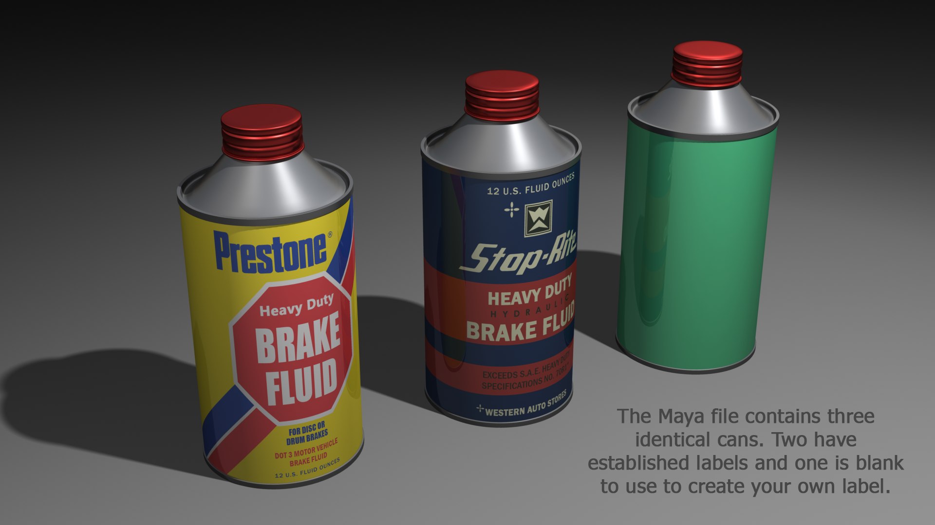 cone brake fluid labels 3d model