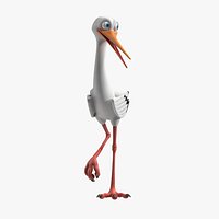 Cartoon Stork Rigged for Cinema 4D