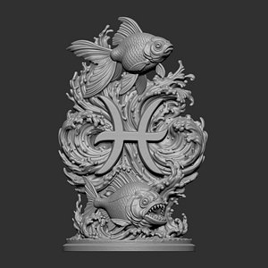 3D digital sculpture representing the Pisces Zodiac sign
