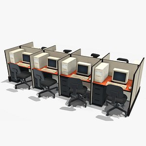3D model office computer