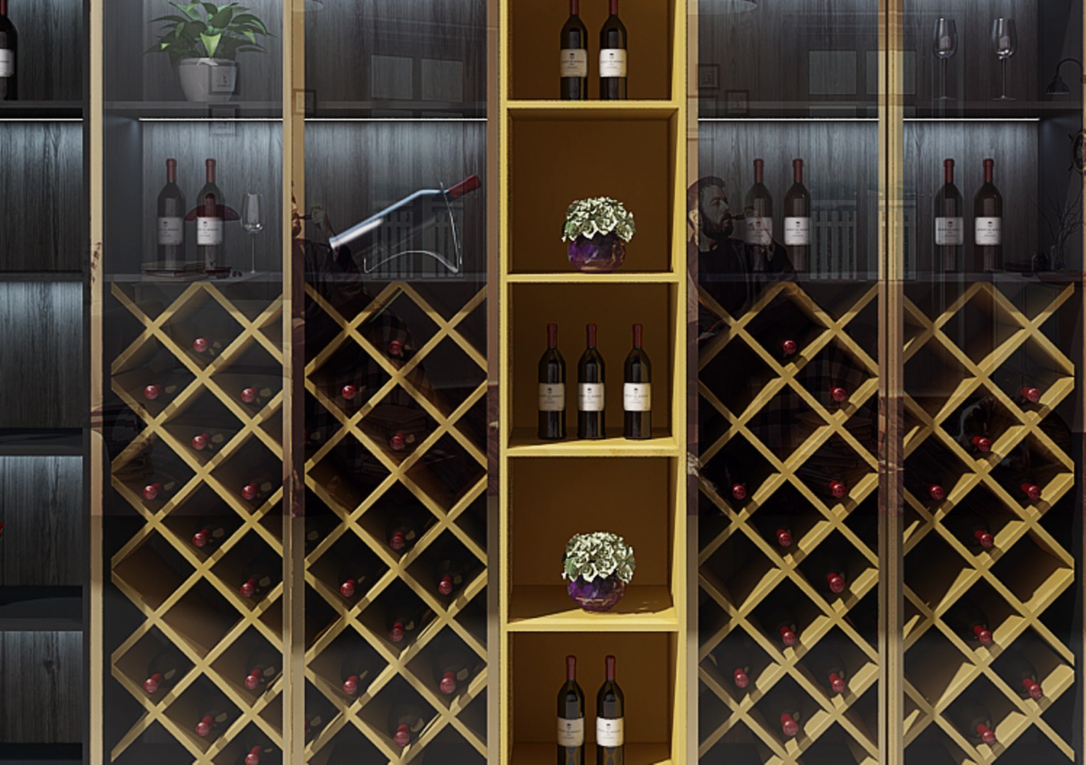 Wine glass storage cabinet