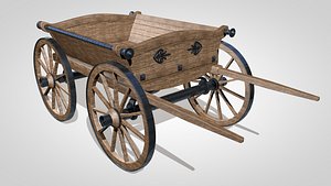 c4d wooden cart