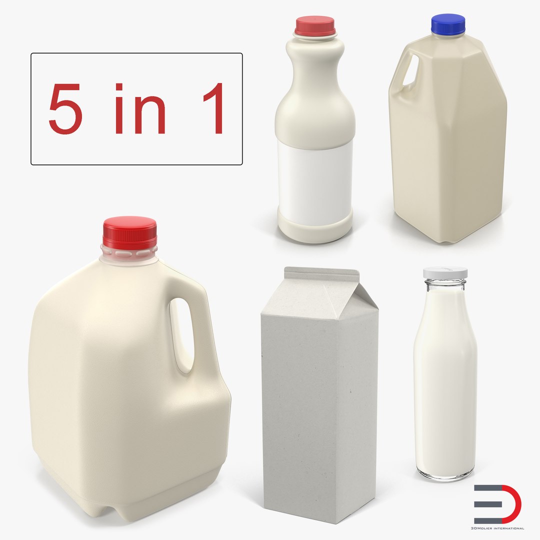 Milk Bottles Collection 2 3D model preview