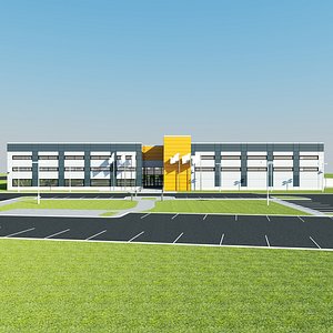 large warehouse exterior building 3d max