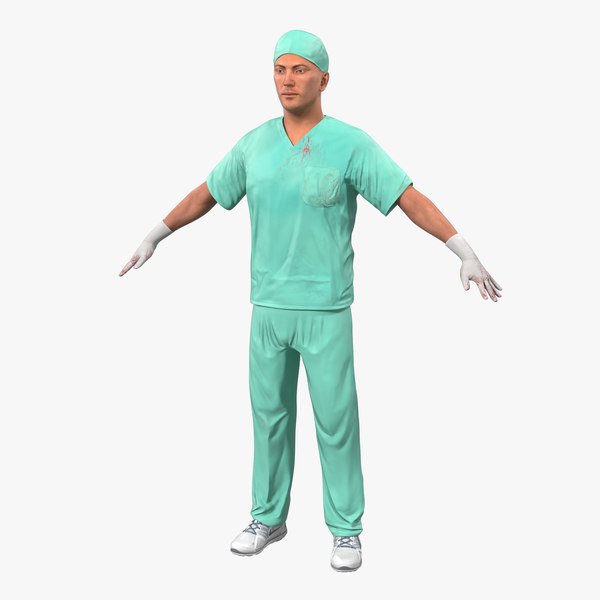 male surgeon caucasian blood 3d model