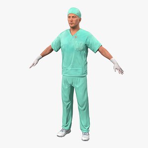 Male Surgeon Caucasian with Blood 2 3D Model