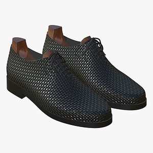 Leather Shoes For Men Black Weave Skin