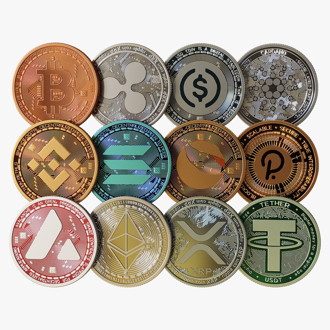 3D Set Of 12 TOP Crypto Coins TurboSquid 1853794